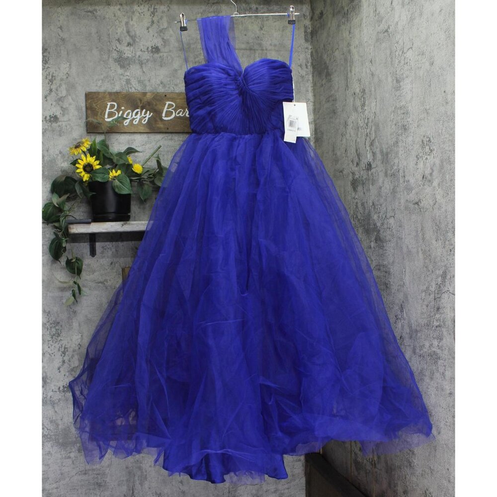 Mac Duggal Royal Blue Strapless Tulle Ball Gown